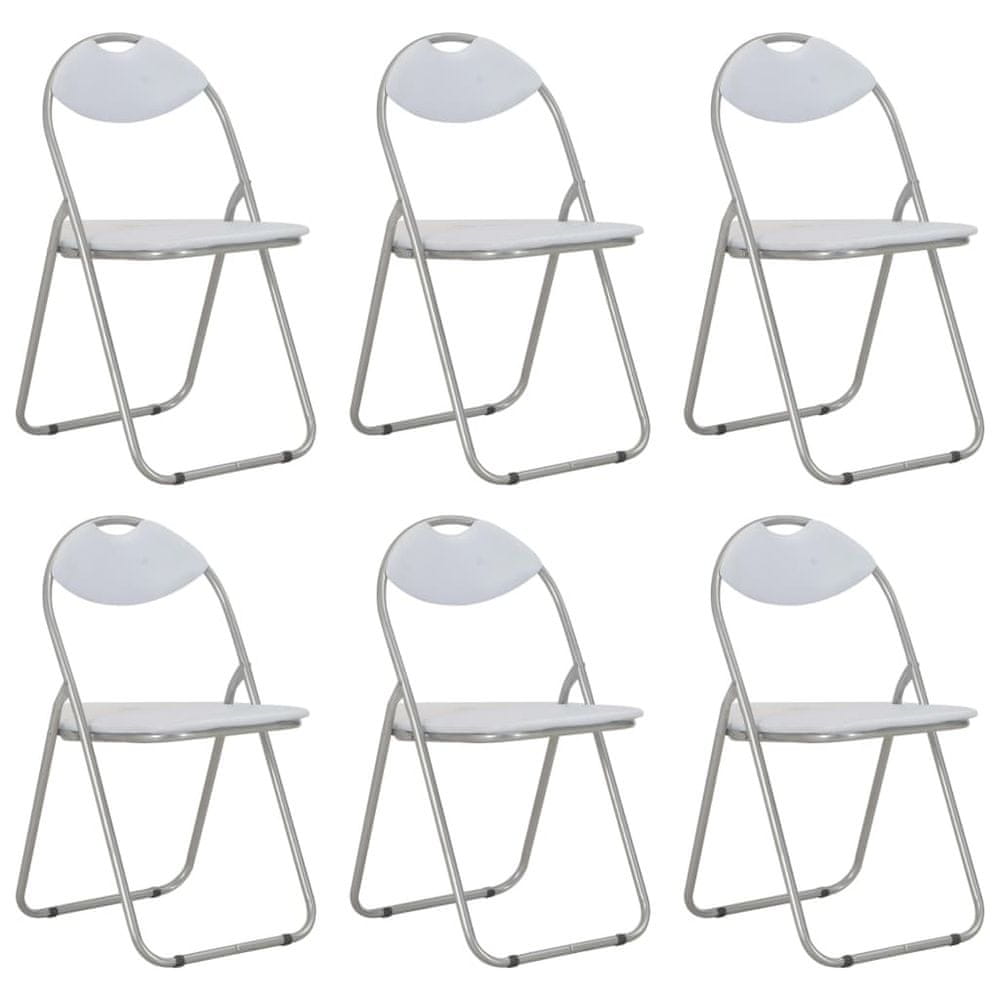 Vidaxl Skladacie jedálenské stoličky 6 ks biele umelá koža